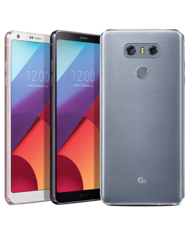 Trois différentes vues d'un téléphone LG