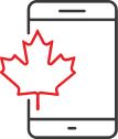 icon of a phone with a maple leaf
