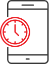 icon of a phone with a clock