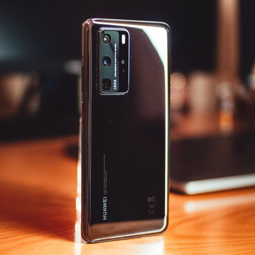 huawei phone standing up on a table