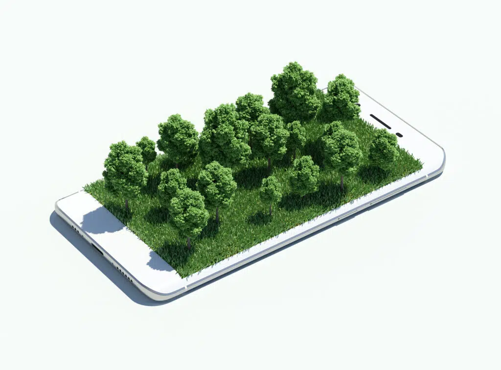 Illustration of trees on a phone