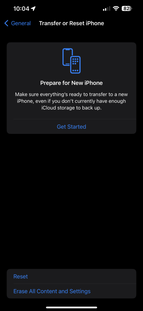Transfer or Reset iPhone Screen