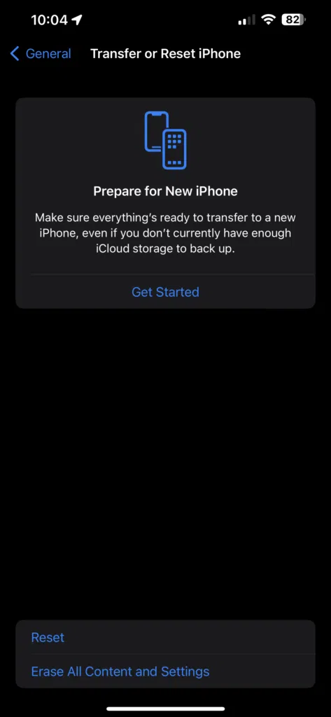 Transfer or Reset iPhone Screen