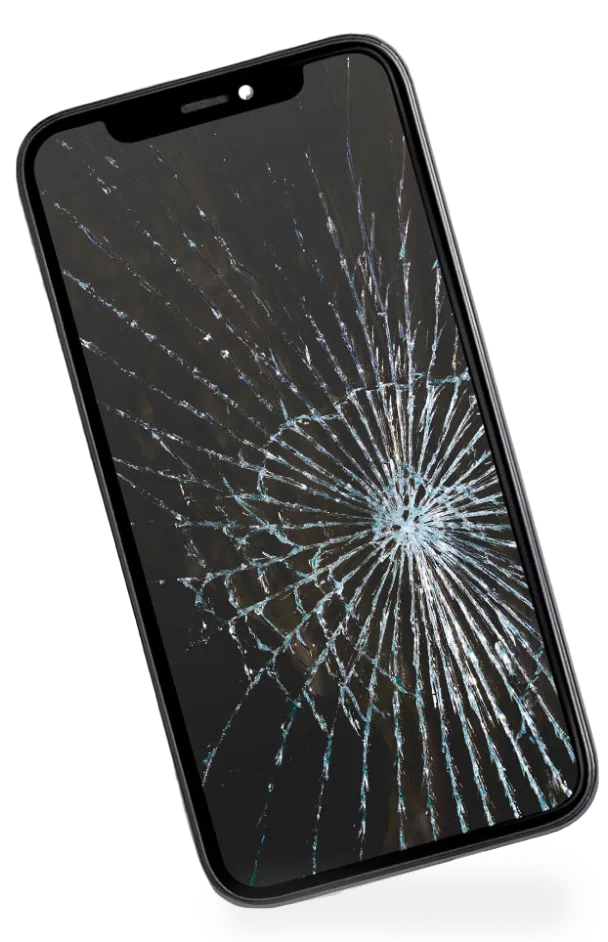 a phone with a broken screen