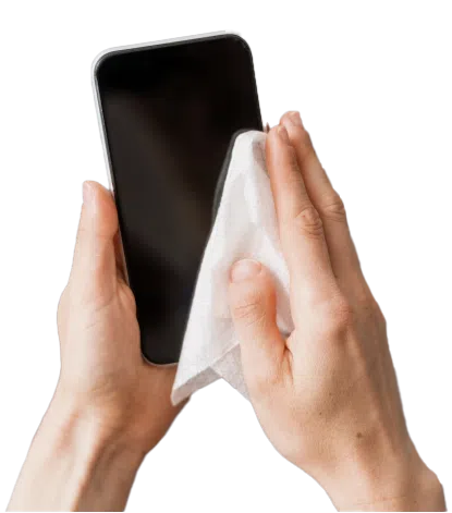 Cleaning phone with cloth