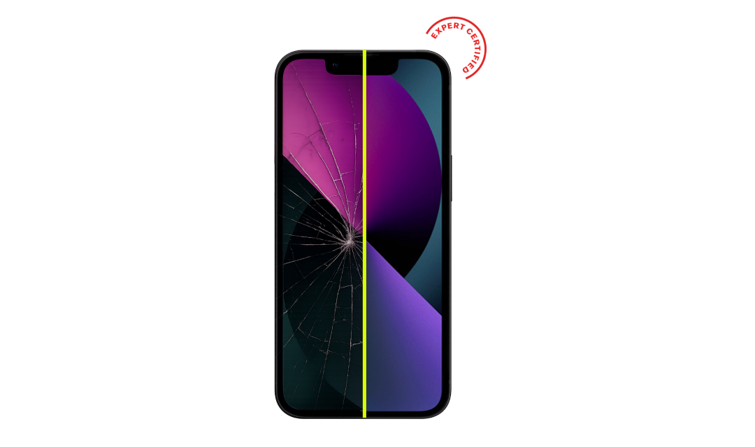 Comparison between a broken phone screen and a not broken phone screen