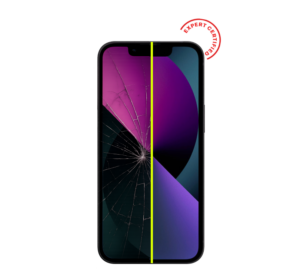 Comparison between a broken phone screen and a not broken phone screen