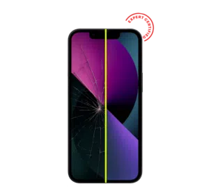 Comparison between a broken phone screen and a not broken phone screen