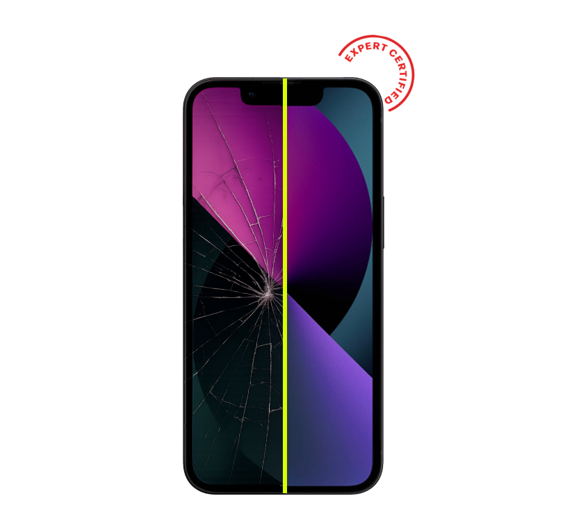 Comparison between a broken phone screen and a not broken phone screen