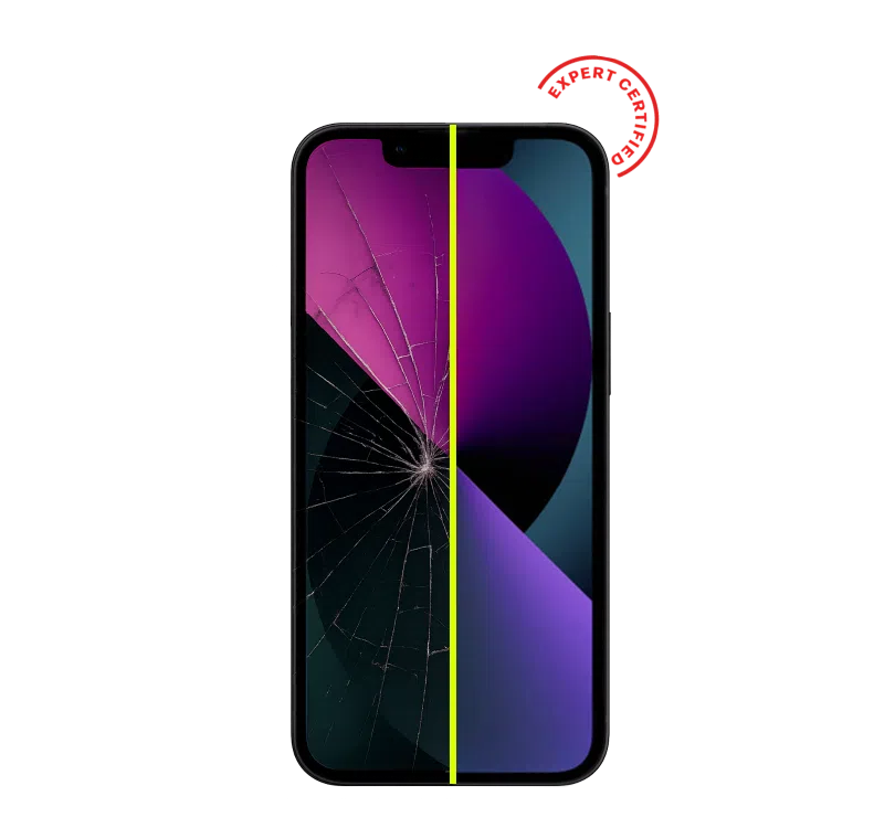 Comparison between a broken phone screen and a not broken phone screen