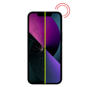 Comparison between a broken phone screen and a not broken phone screen